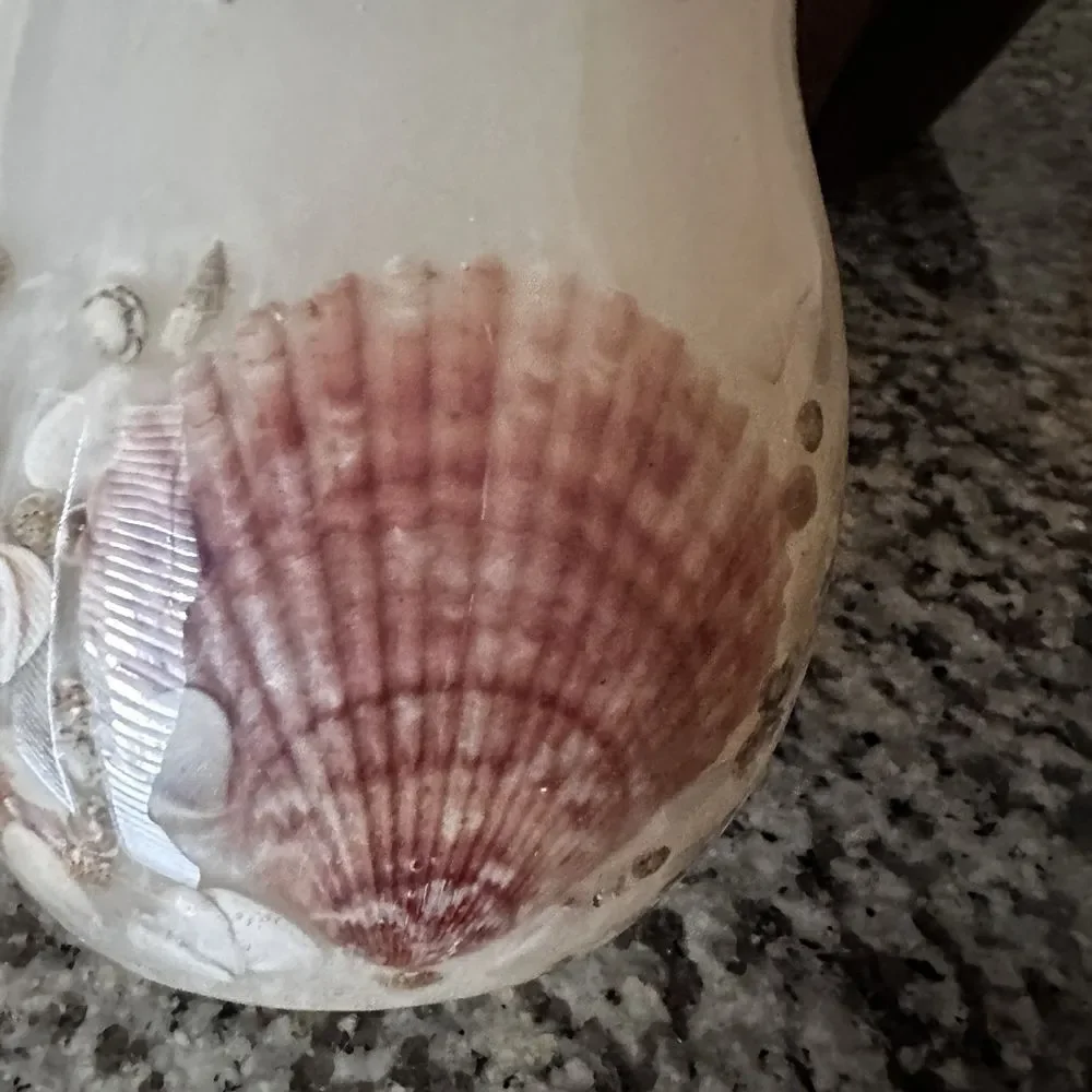 VTG Acrylic Resin Shells Candle Holder 4.75 Inch Vase Nautical Beach Ocean Decor